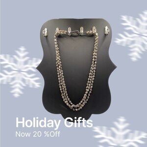 Redwall Metal Bead Necklace Silver Tone 21” Boxed